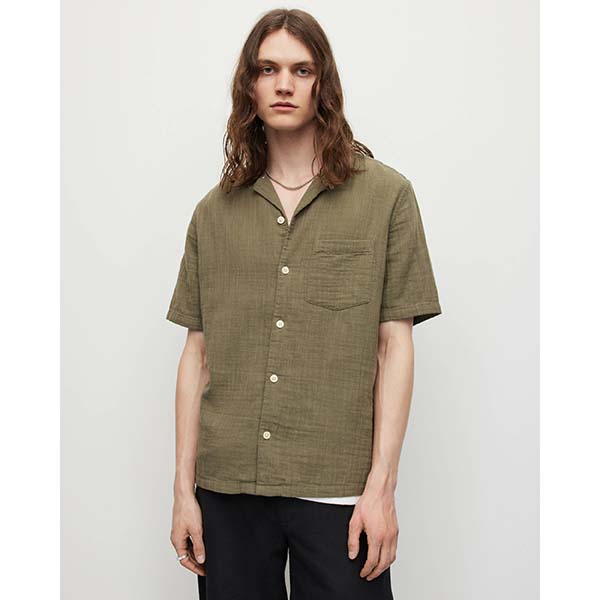 Allsaints Australia Mens Vedra Textured Shirt Brown AU04-509